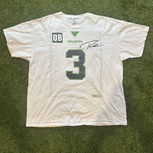 Seattle Seahawks NFL Graphic Tee Shirt Jersey Russell Wilson Size 2XL White #3